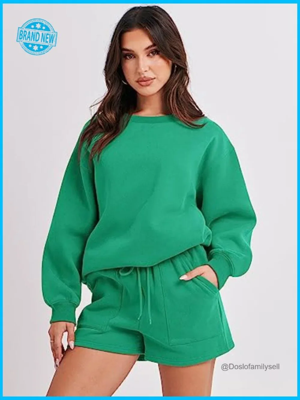 2 Piece Outfits Sweat Shorts Sets Oversized Casual Lounge Matching Set
